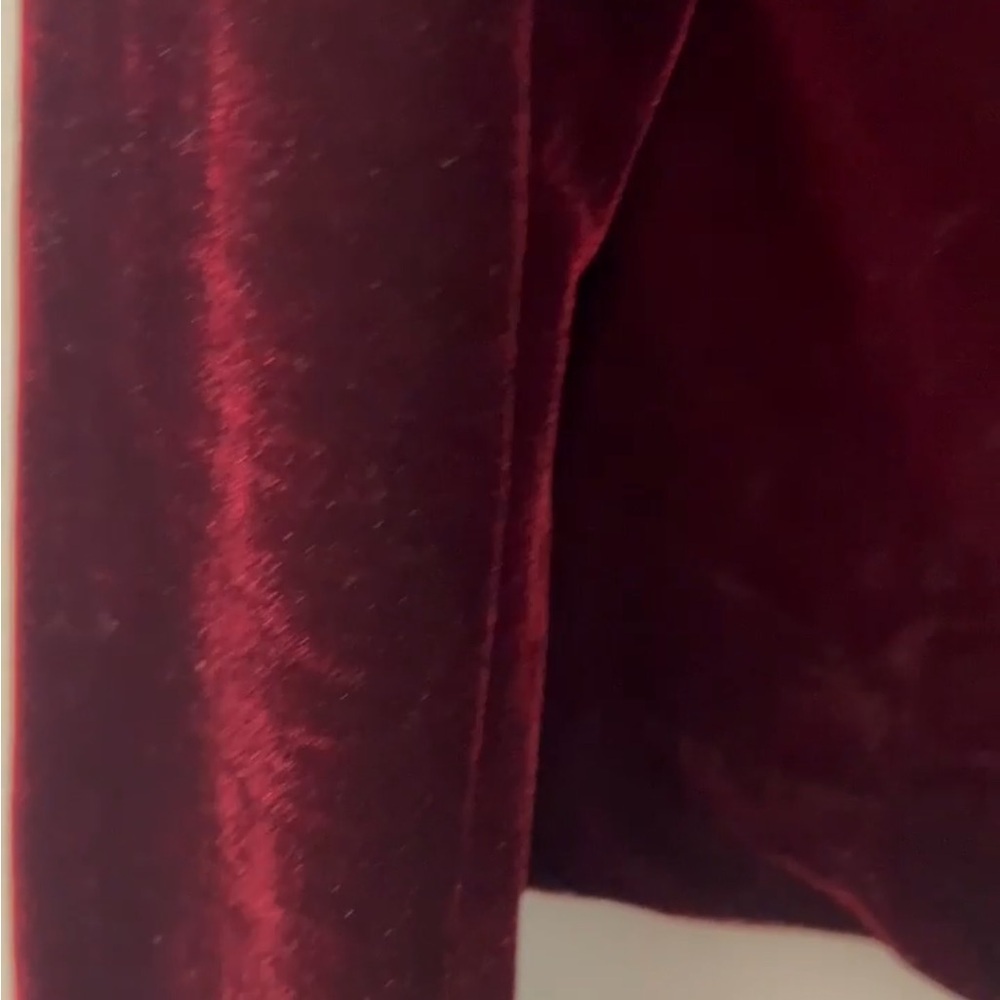 Vintage Velvet Ruffle Collar Blazer Jacket by Margareta | Wine Red | Size Medium - Picture 4 of 4